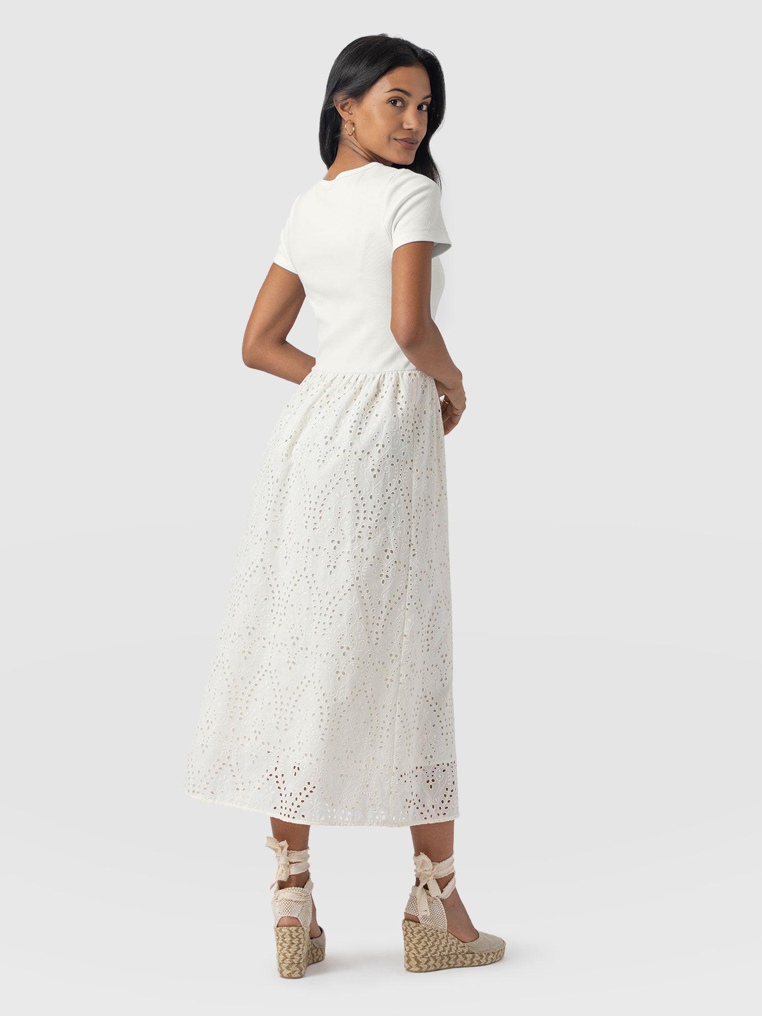 Sophia Contrast Dress - White Broderie - Women's Dresses | Saint + Sofia® USA